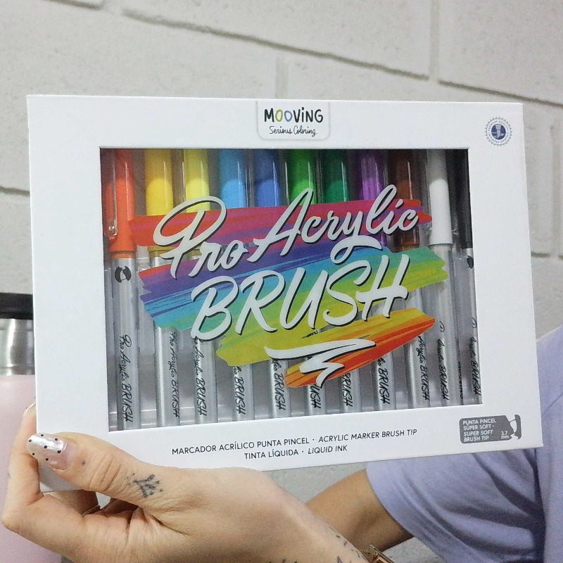 Marcadores Mooving Coloring Acrilicos Punta Pincel (pro Acrylic Brush)