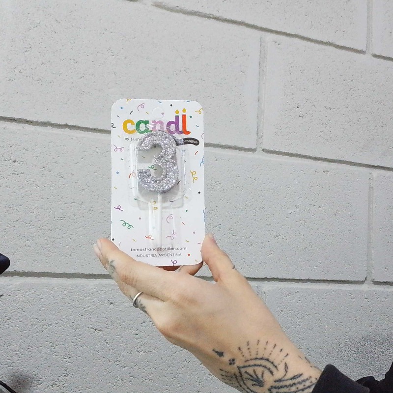 Vela Numero Con Pinche Plateada / Vela Globito  (0 A 9)