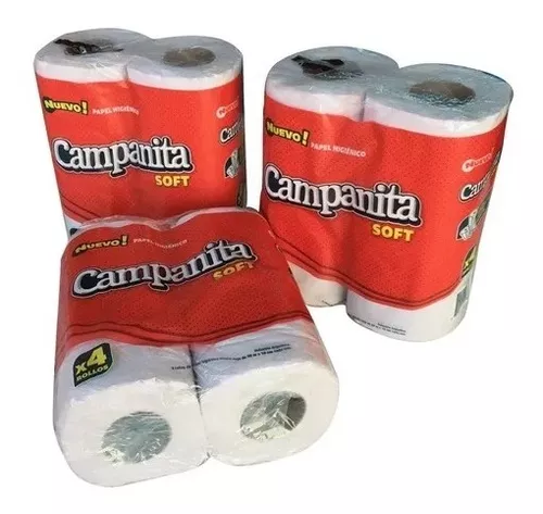 Rollo Papel Higenico Campanita X4 Unidades  Pack Rojo