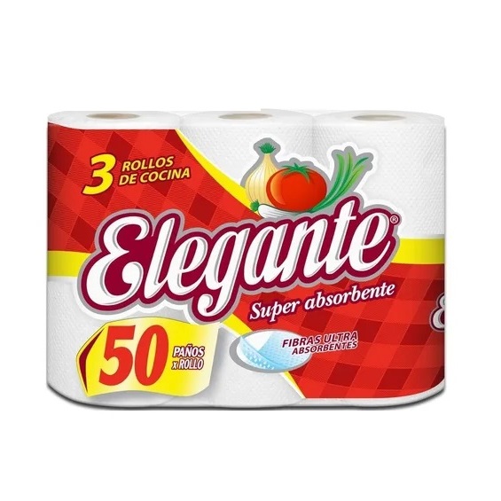 Papel Rollo Cocina Elegante Paquete X 3 Unidades